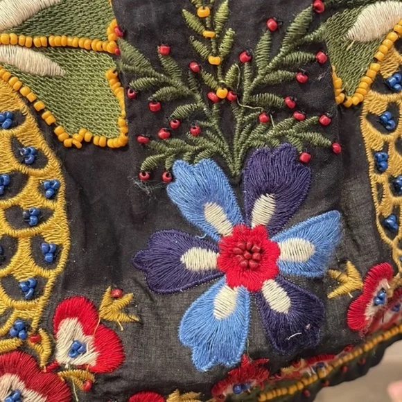 Farm Rio Rainbow Birds mixed fabric maxi dress size M - Picture 4 of 7